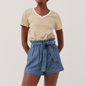 Pact Chambray Paperbag Waist Shorts with Tie Belt – Size Small